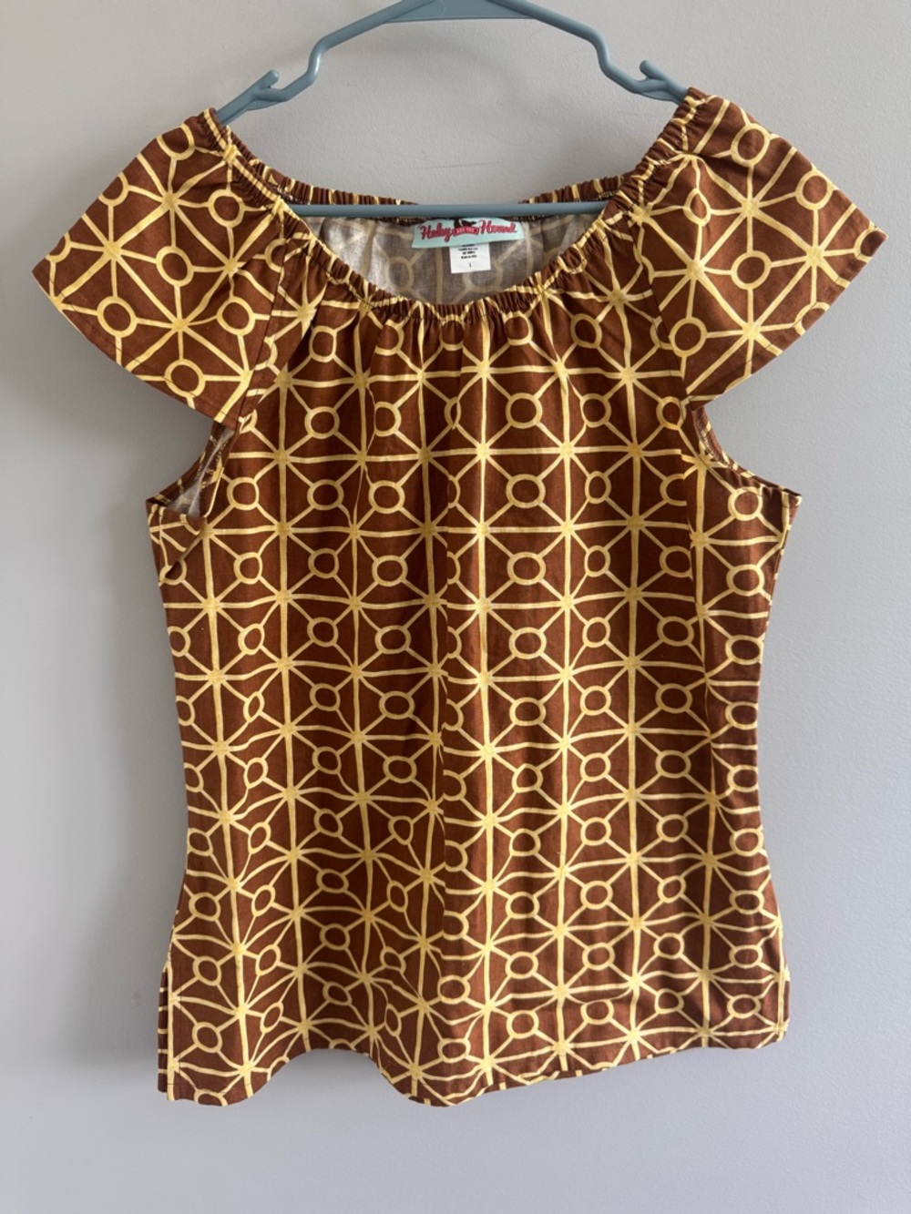 Haley and the Hound Boho Boutique 70’s cap sleeve top all cotton Women’s L